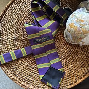 Brooks Brothers Purple Green Yellow Stripe Silk Tie